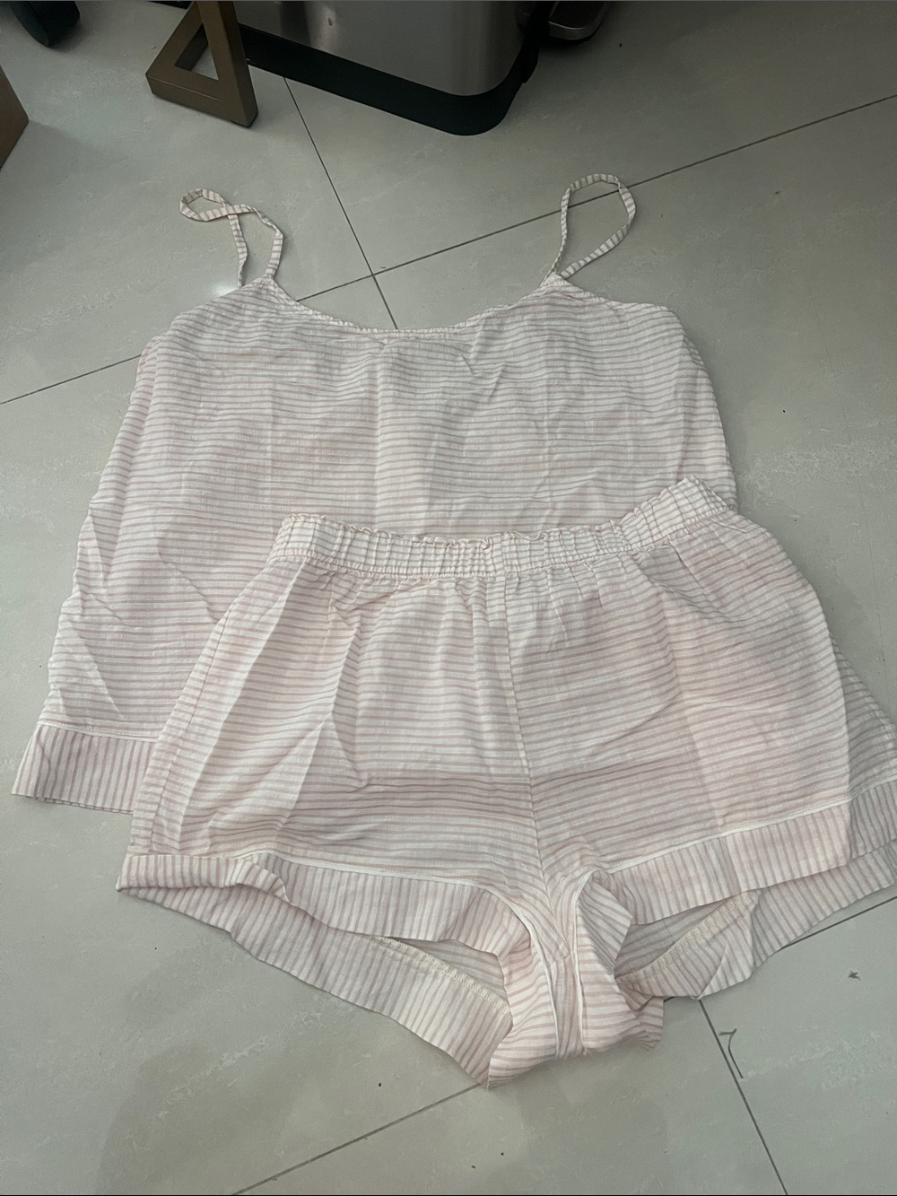 Eberjey Blush & White Thin-Striped Cami Short Pajama Set